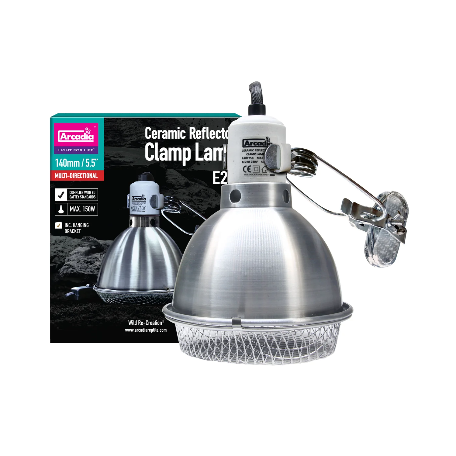 Reflector Clamp Lamp with Ceramic Holder - Stainless Steel